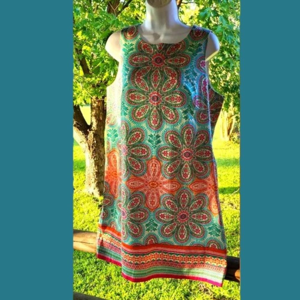 London Times blue & pink summer dress size 14